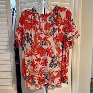 Floral Ruffle Sleeve Women's Top